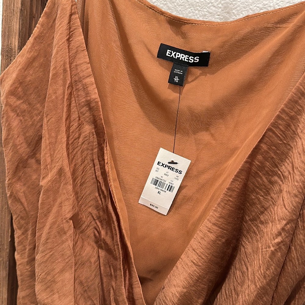 Express Satin Ruffle Wrap Cami - Picture 3 of 6